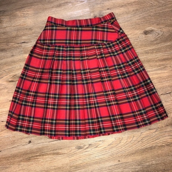 Vintage Plaid Tartan Check Button Up Skirt Scottish Kilt Lightweight 28” - S / M - Picture 2 of 5